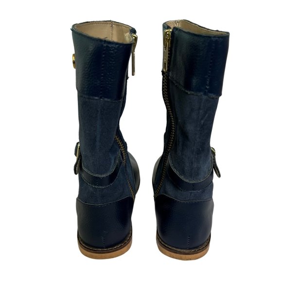 JANIE & JACK Navy Blue Suede zip up knee boots Size 24/25 EU 8/8.5US - Picture 2 of 7